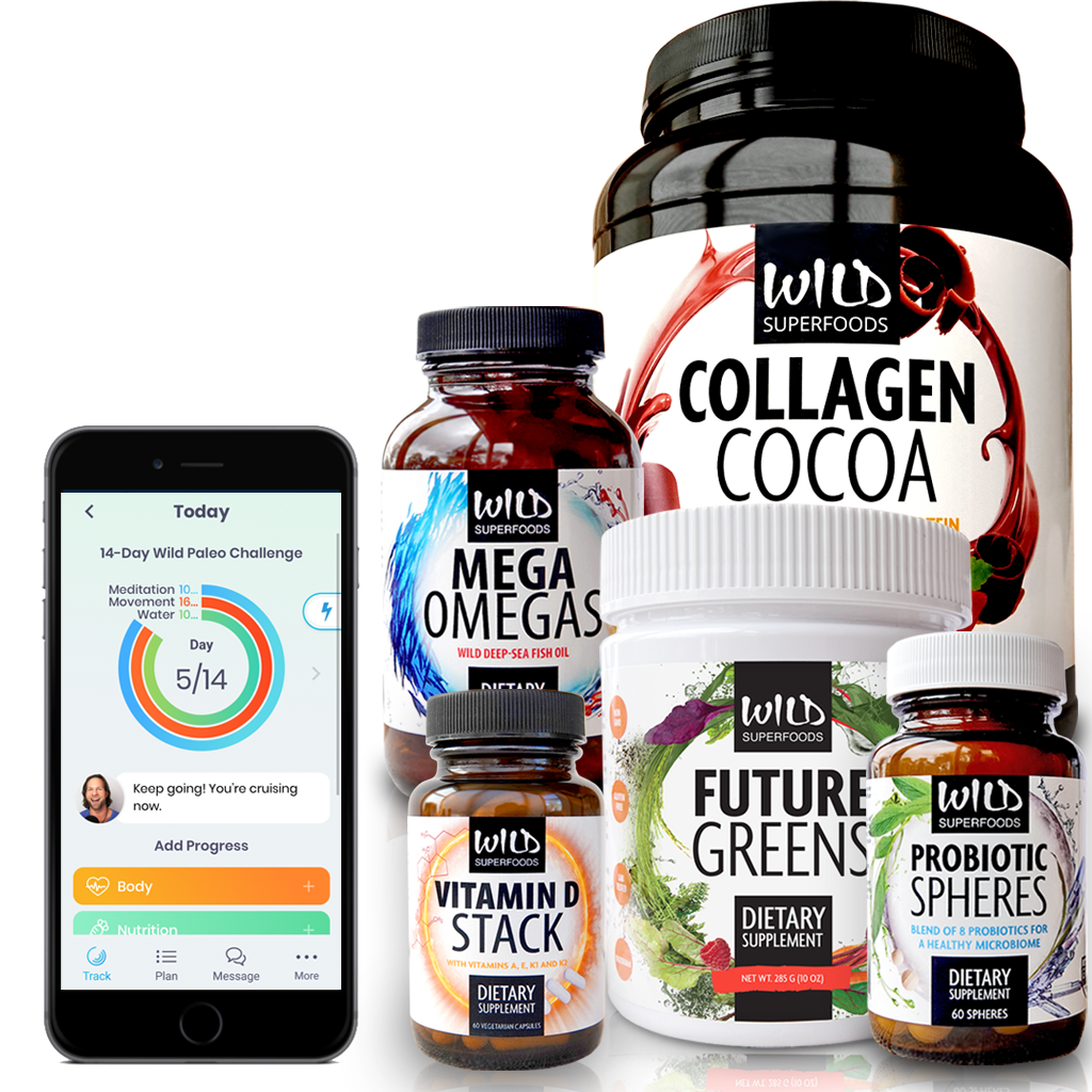 Wild Challenge Box with the Wild Challenge mobile app by Abel James and Wild Superfoods supplements